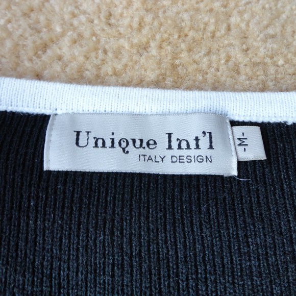 Unique Int'l Women's Rhinestone Button Cardigan Knit Sweater Medium Black - Picture 6 of 8